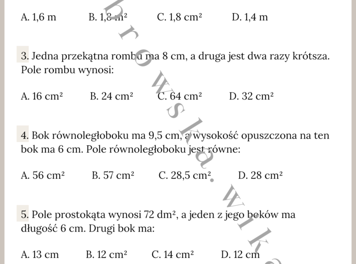 Pola figur - quiz powtórzeniowy