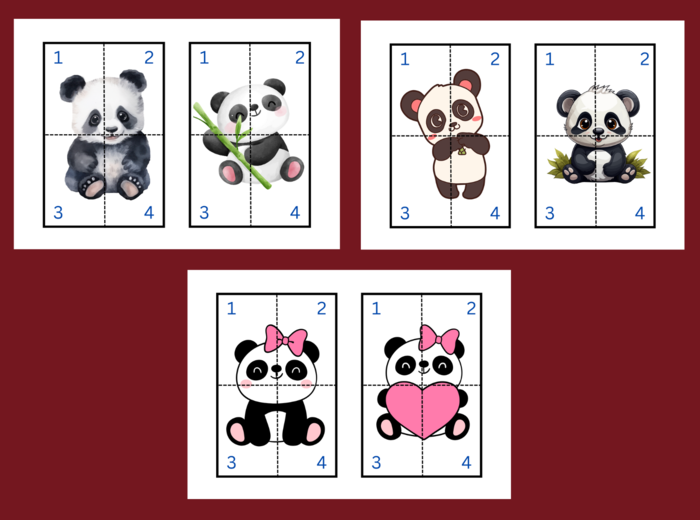 DZIEŃ PANDY – puzzle – układanka- układanki – biblioteka – świetlica – przedszkole – 12 wersji