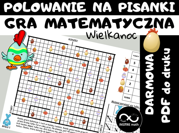 DARMOWA Wielkanocna Gra Matematyczna – Polowanie na Pisanki. Gra logiczna. Matematyczna Wielkanoc.