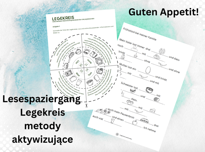 Niemiecki/ Lesespaziergang + Legekreis/ Frühstück/ Lebensmittel/ metody aktywizująca