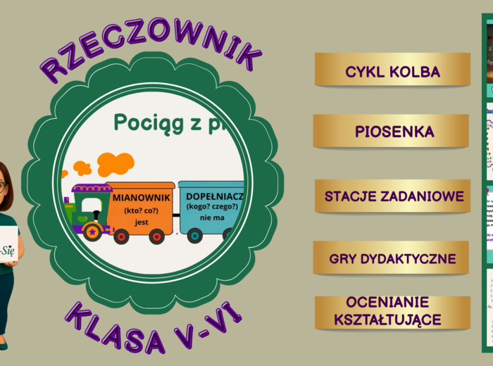 Rzeczownik -scenariusze , karty pracy, stacje zadaniowe (kl. V-VI)