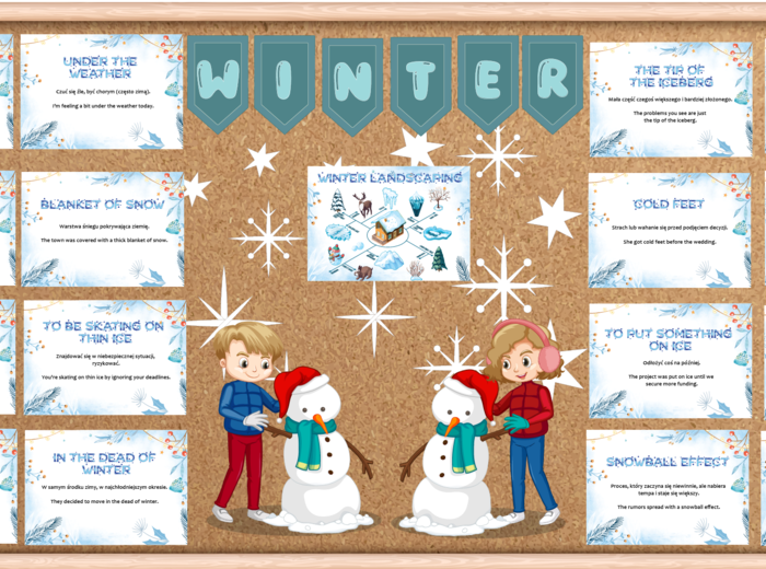 Gazetka anglojęzyczna Winter z idiomami zimowymi