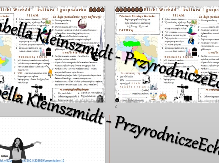 Minizestaw na temat „Bliski Wschód - kultura i gospodarka” – sketchnotka + karta pracy w power point + gratisowy link do prezentacji multimedialnej niekomercyjnej wykonanej w genial.ly do indywidualnego pobrania i użycia do celów niekomercyjnych. Geograf