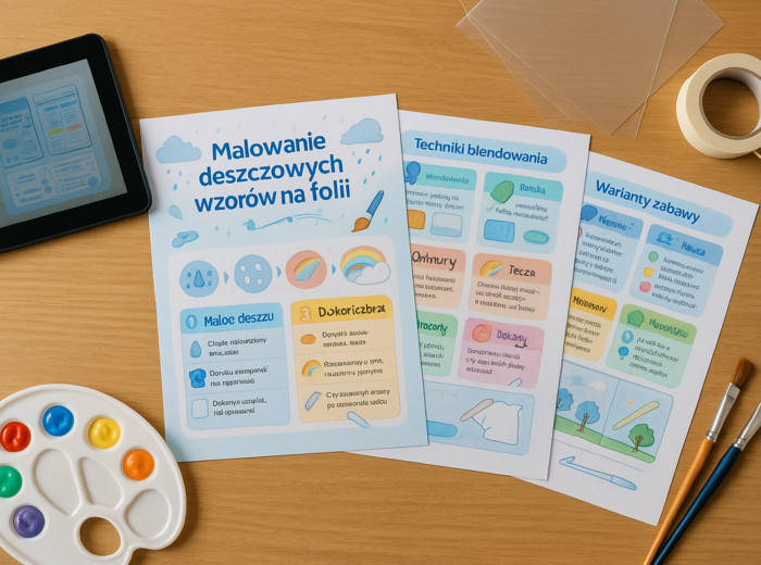 Malowanie deszczu na folii okiennej