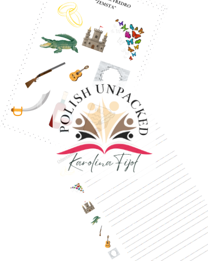 Ikony (obrazki) do lektury "Zemsta" Aleksandra Fredry, język polski, egzamin ósmoklasisty, lektura obowiązkowa klasa 7-8