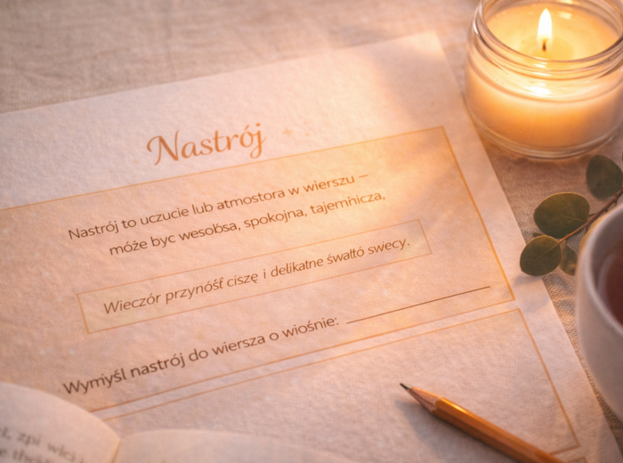 „Słowniczek poety” do wklejenia. WKLEJKA. [Epitet, Personifikacja, Nastrój, Podmiot liryczny)