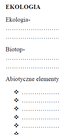 Ekologia - karta pracy
