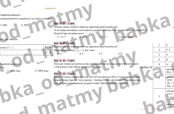 Przygotuj się do E8 z matematyki - zestaw 10 MiniTestów!