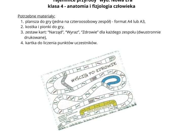 Gra planszowa - ciało człowieka - klasa 4