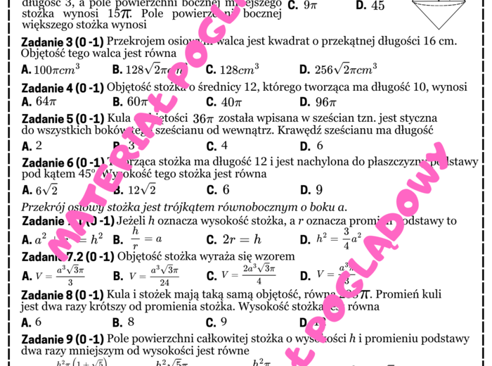 MINI MATURA. MATEMATYA - bryły obrotowe