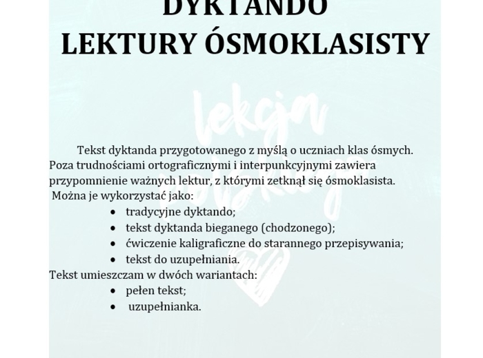 DYKTANDO - LEKTURY ÓSMOKLASISTY