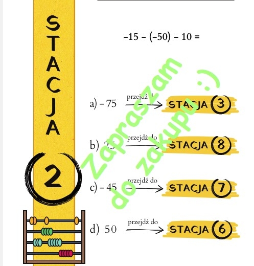 Stacje zadaniowe jako pomysł na lekcję - liczby całkowite.