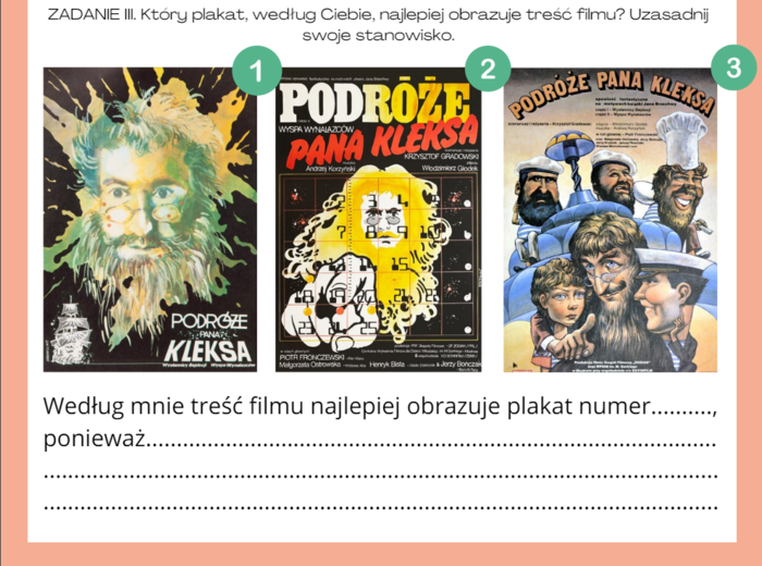 Podróże Pana Kleksa - karta pracy po obejrzeniu filmu