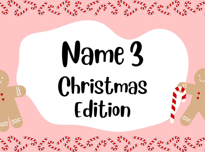 🎄Name 3 – Christmas Edition Boże Narodzenie, święta, gra językowa, słownictwo, mówienie, angielski, zabawa, szkoła, klimat świąteczny, speaking, quiz, aktywność, A1–B1, uczniowie, konwersacje. Christmas, ESL speaking, festive vocabulary, English game, ho