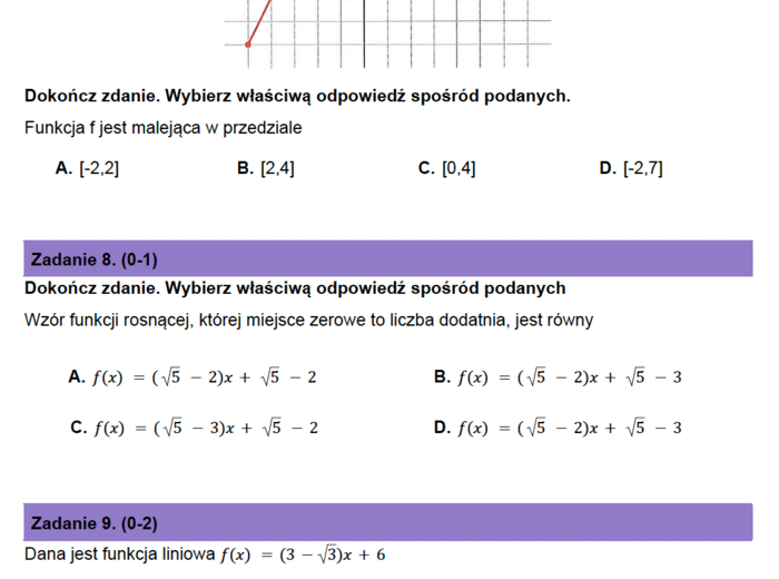 Arkusz próbny z matematyki nr 4