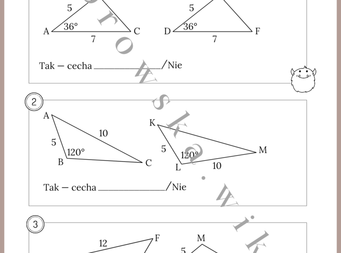 Przystawanie trójkątów - karta pracy