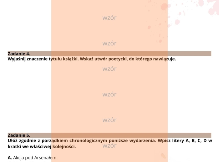 Kamienie na szaniec - sprawdzian