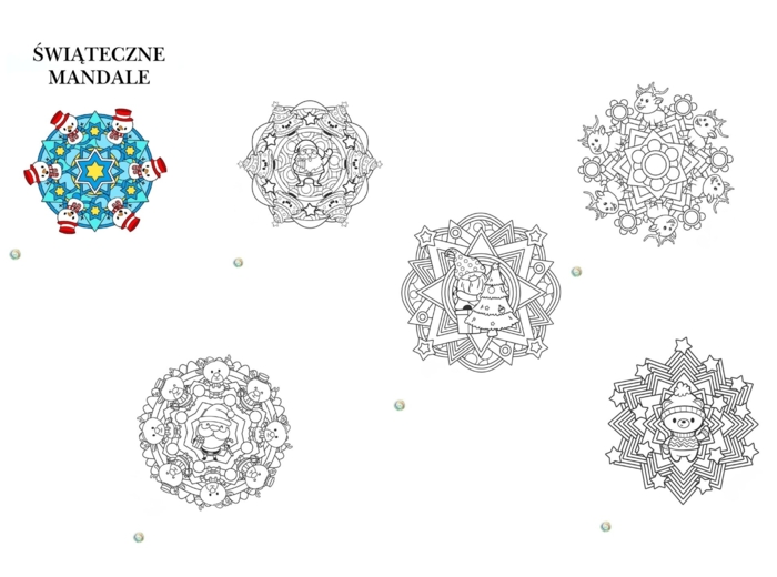 ŚWIĄTECZNE MANDALE. KOLOROWANKI.