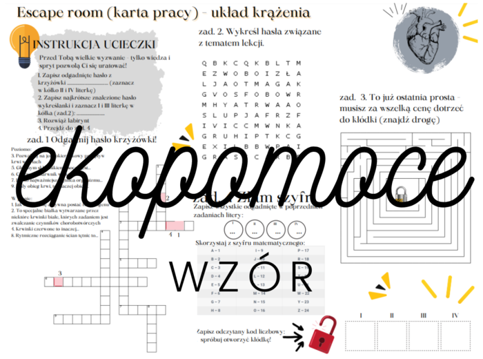 Podsumowanie działu - Karta pracy - escape room - BIOLOGIA - Układ Krążenia