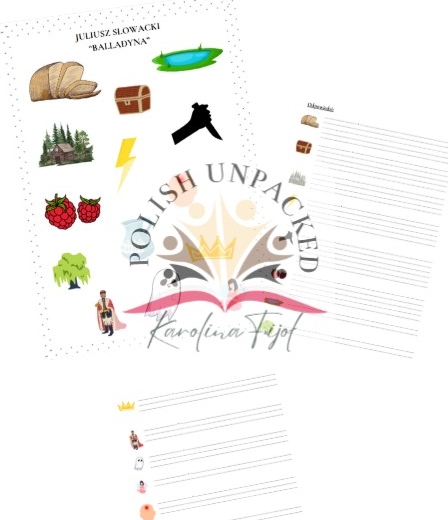 Ikony (obrazki) do lektury "Balladyna" Juliusz Słowacki, język polski, egzamin ósmoklasisty, lektura obowiązkowa klasa 7-8