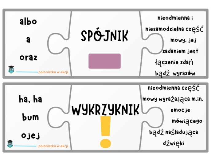 Części mowy z symbolami Montessori puzzle