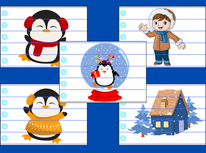 ZIMA – puzzle – biblioteka – świetlica – przedszkole – 10 wersji