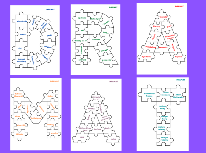 Puzzle - rodzaje literackie - DRAMAT - kl. 8 - powtórzenie