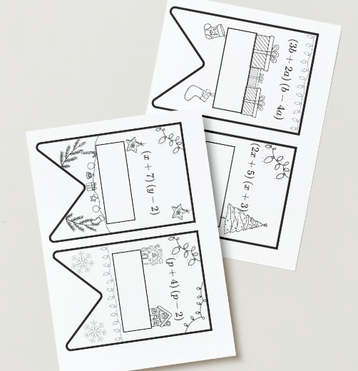 Girlanda świąteczna - wyrażenia algebraiczne - mnożenie sum algebraicznych