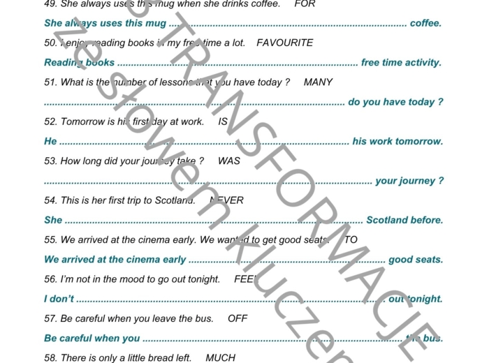 E8 Transformacje zdań ze słowem kluczem