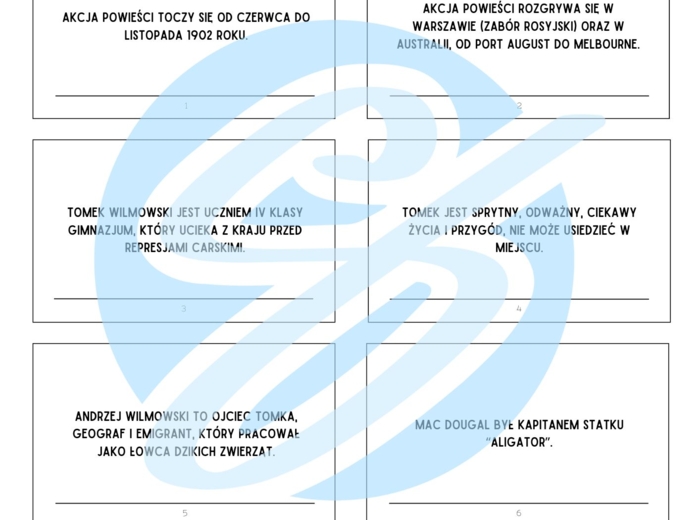 Tomek w krainie kangurów – Pytania i Odpowiedzi | Interaktywne karty do lektury