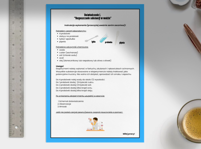 Chemia. Klasa 7. Doświadczenia. Woda i jej roztwory. Dzień Wody 22 marca.