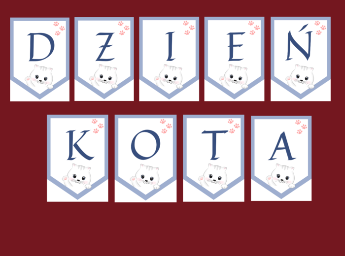 DZIEŃ KOTA – girlanda – napis – 2 wersje – gazetka