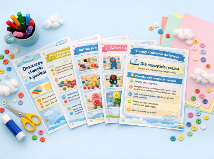 Deszczowe stworki z guzików