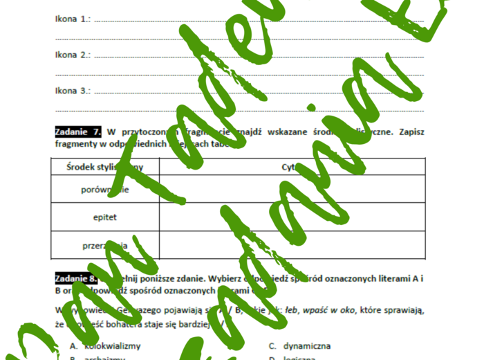 E8 „Pan Tadeusz” (fragmenty) *ZBIÓR ZADAŃ EGZAMINACYJNYCH* – wymagania 2024/2025 i 2025/2026