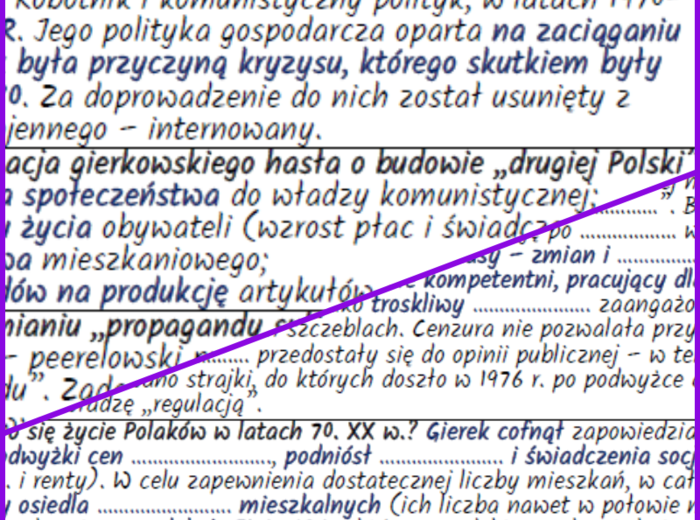 Polska w latach siedemdziesiątych XX w. Czasy Edwarda Gierka - notatki i karta pracy