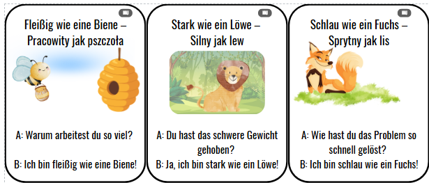 Przymiotniki w porównaniach - wklejka do zeszytu, gra kalambury