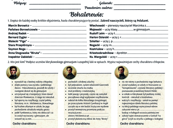 Syzyfowe prace Stefana Żeromskiego – Karta pracy do egzaminu ósmoklasisty
