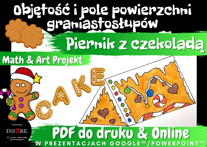 Projekt matematyczny: piernik z czekoladą - graniastosłupy - objętość i pole powierzchni. Math and Art Projekt