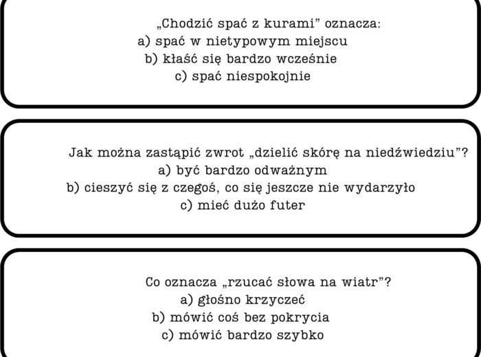 Lekcja z przesiadką-związki frazeologiczne.