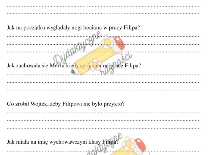 Czytanie ze zrozumieniem (2 teksty dłuższe + 7 pytań wymagających odpowiedzi pisemnych całym zdaniem).