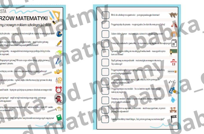 CHECKLISTA MISTRZÓW MATEMATYKI - śmieszny przewodnik przygotowań do lekcji matematyki w nowym roku!