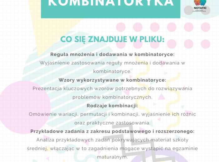 NOTATKA - KOMBINATORYKA - liceum - matematyka