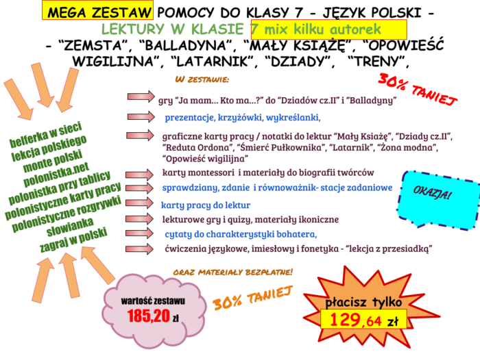 Zestaw do klasy 7 - język polski