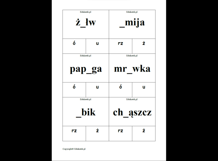 Klamerkowa ortografia – zwierzęta (mini pakiet)