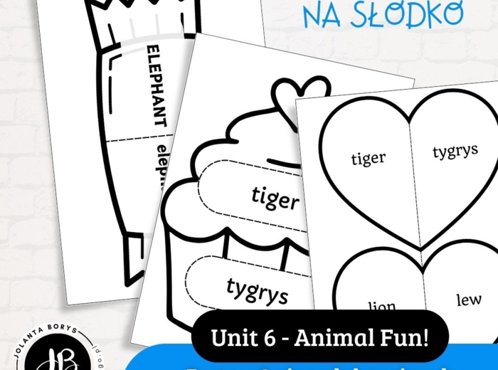 Słówka Na Słodko - Zestaw 3 gier edukacyjnych do nauki słownictwa z "Shine on 2" - Unit 6 Animal Fun!