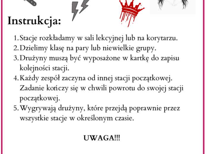 "Balladyna" - stacje zadaniowe (lekcja w ruchu)