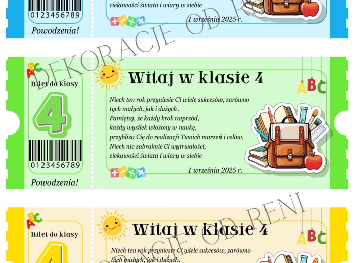 Powitalny Bilet do Klasy 4