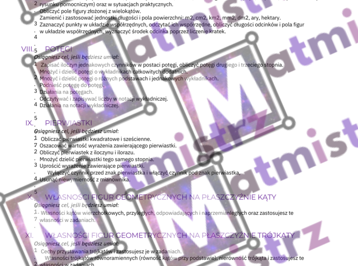 Na co będę zwracał uwagę - dla klasy 7, wymagania edukacyjne z matematyki, w języku ucznia na cały rok szkolny.