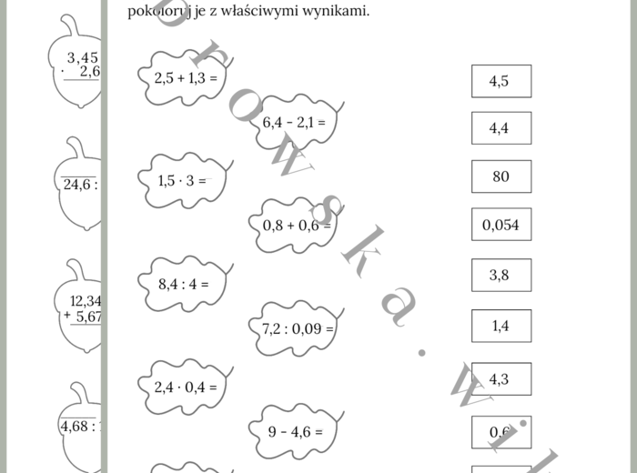 Jesienne ułamki dziesiętne