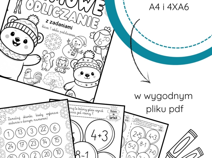 Zimowe odliczanie z zadaniami - klasa 1 szkoła podstawowa
